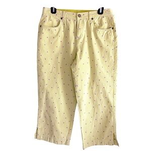 Vintage Liz Claiborne Women’s Yellow Checkered Floral Cropped Pants Size 10